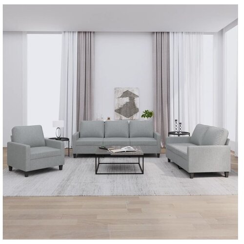 VidaXL 3-dijelni set sofa s jastucima svjetlosivi od tkanine Slike