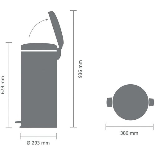 Brabantia Ko&amp;scaron; za smeti s pedalom 30 L s plastičnim vložkom - mat črna Slike