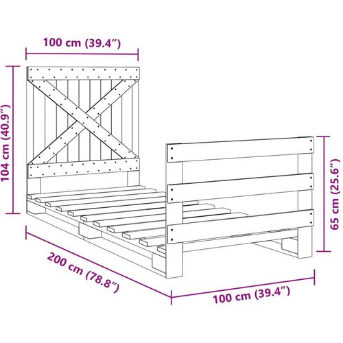 VidaXL Okvir kreveta s uzglavljem 100 x 200 cm od masivne borovine Slike