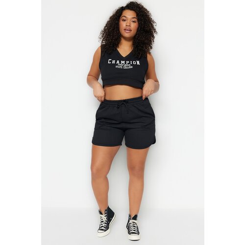 Trendyol Curve Plus Size Shorts & Bermuda - Black - High Waist Cene