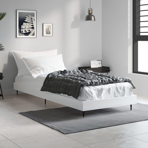 VidaXL Posteljni okvir bel 75x190 cm inženirski les Slike