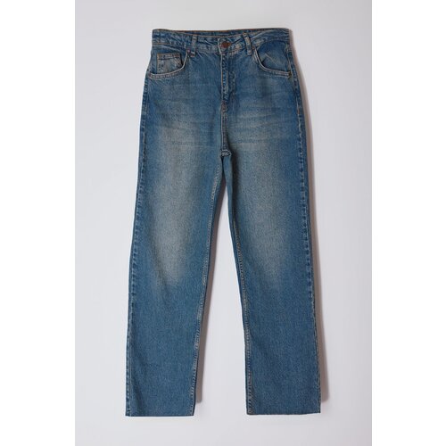 Trendyol blue high waist straight jeans Slike