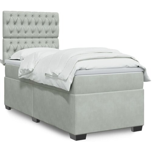 vidaXL spring krevet s madracem svjetlosivi 90x190 cm bar&scaron;unasti Cijene
