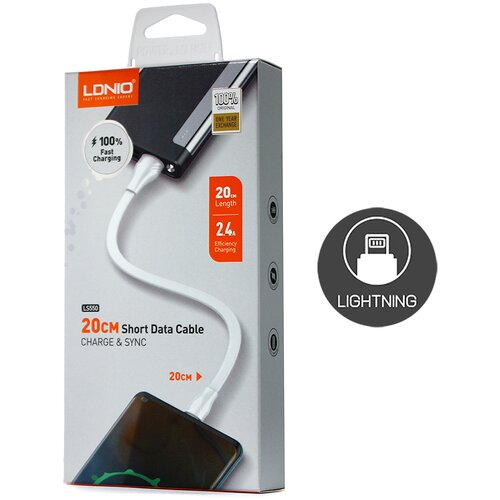 Ldnio data kabl LS550 2.4A iphone lightning 0.2m beli Cene