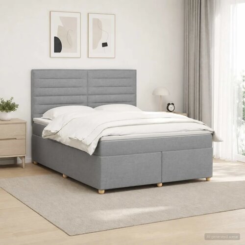  Boxspring krevet s madracem Svjetlosiva 180 x 200 cm Tkanina - Svjetlosiva 180 x 200 cm Dizajn linija Slike