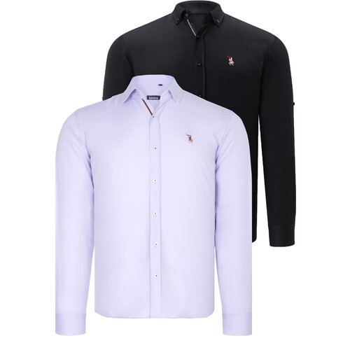 Dewberry DUAL SET G674 MENS SHIRTS-BLACK-LILAC Cijene