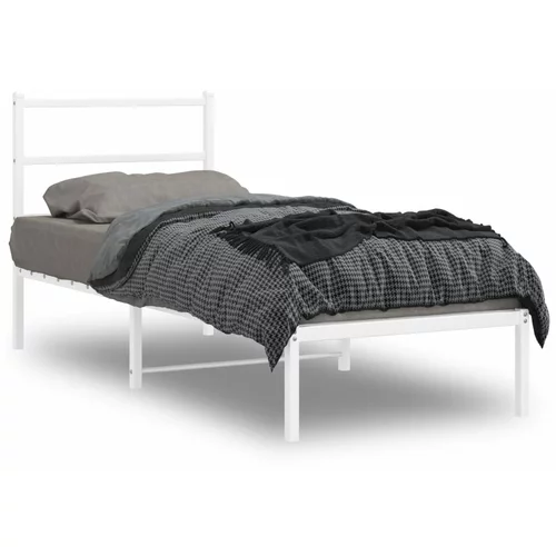 vidaXL Metalni okvir za krevet s uzglavljem bijeli 80x200 cm