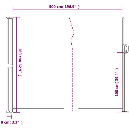  Bočna tenda na uvlačenje bež 160 x 500 cm Slike