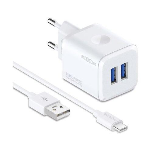Moxom mx-hc160 2.4a 2xusb type c beli Kucni punjac ( P1272 ) Slike