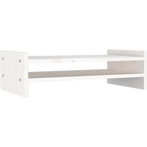  Stalak za monitor bijeli 50 x 27 x 15 cm od masivne borovine Slike