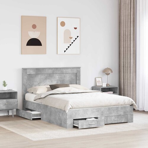  Krevetna konstrukcija s ladicama Betonski sivi 160 x 200 cm Slike