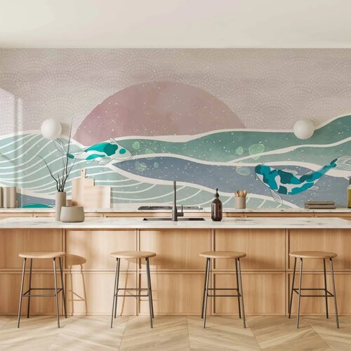  Foto tapeta - Fish on the waves 200x140 Vodootporna Cijene
