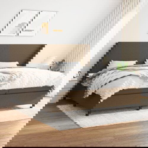 The Living Store Box spring postelja z vzmetnico temno rjav 200x200 cm blago - Box Spring Postelja, (21515811) Slike