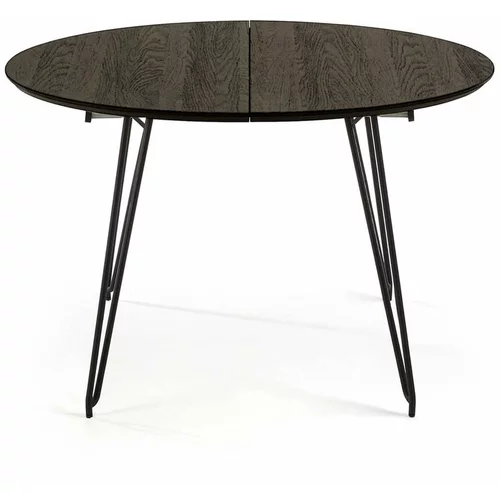 Kave Home crni blagovaonski stol na razvlačenje Norfort, ⌀ 120 cm