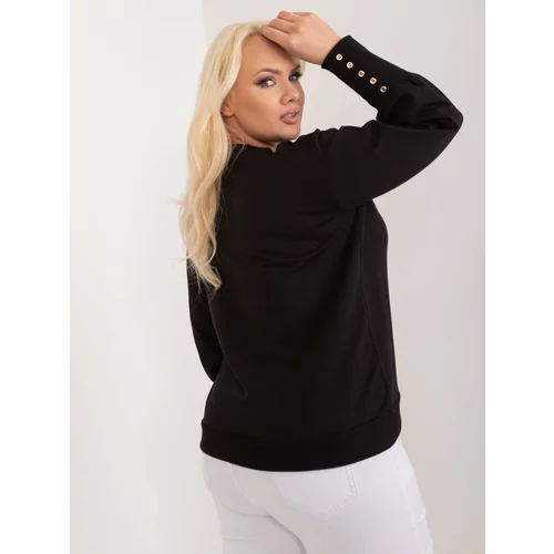 Fashion Hunters Black plus-size sweatshirt with buttons on the sleeves
