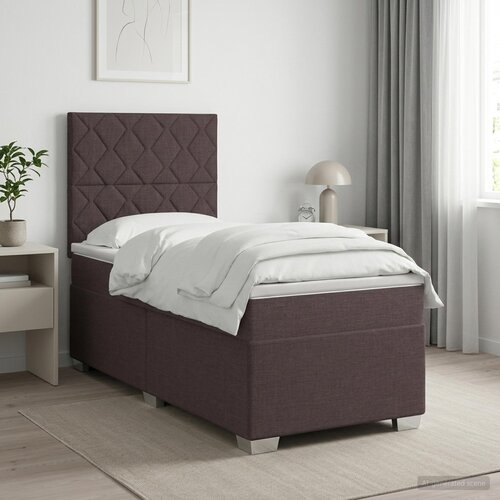  Boxspring krevet s madracem Tamno smeđa 100 x 200 cm Tkanina 100 x 200 x 140.5 cm Slike