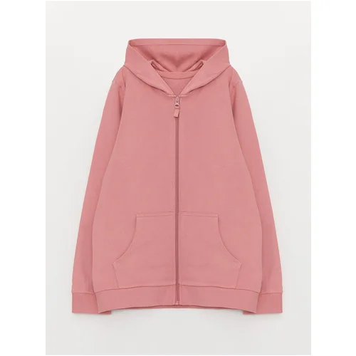 LC Waikiki Girls' Basic Long Sleeve Hoodie with Zipper Sweatshirt.