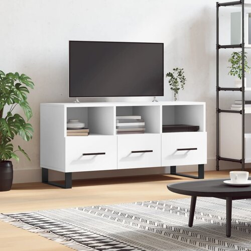 TV ormarić bijeli 102 x 36 x 50 cm od konstruiranog drva Slike
