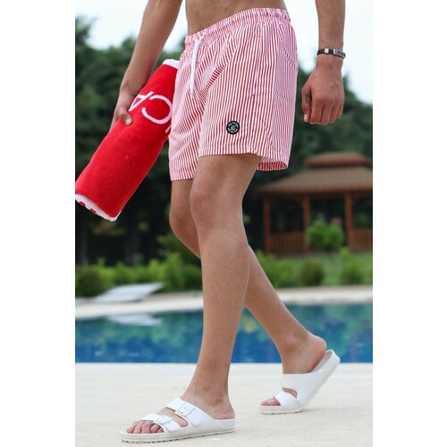 Madmext Swim Shorts - Red - Plain Cene