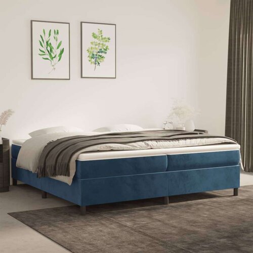  Box spring postelja z vzmetnico temno modra 200x200 cm žamet, (20726789) Slike