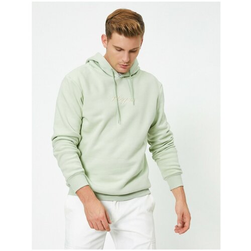 Koton Men's Green Long Sleeve Hooded Sweatshirt Slike