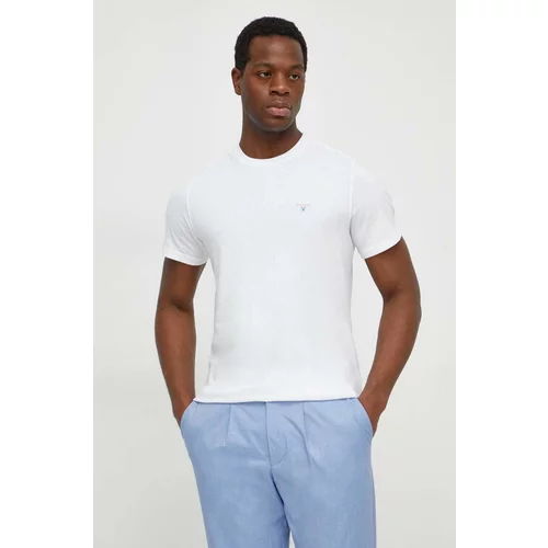 Barbour Pamučna majica za muškarce, boja: bijela, bez uzorka