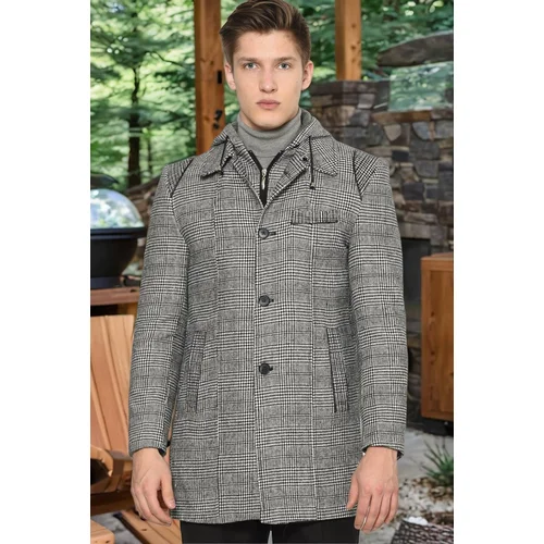 Dewberry PLT8335 MEN'S COAT-STRAIGHT PLAID GREY