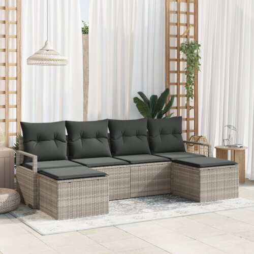  6-dijelni vrtni set sofa s jastučićima svijetlosiva poli ratan Slike