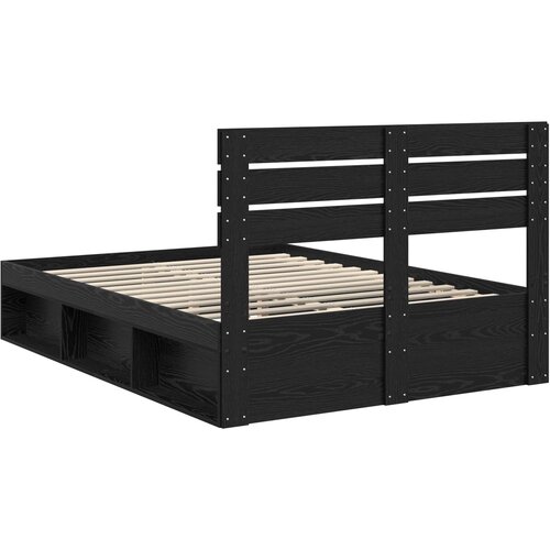 Krevetna konstrukcija Crna 150 x 200 cm Čvrsto borovo drvo Slike