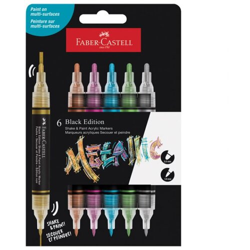 Marker AKRILNI OBOSTRANI SHAKE&PAINT METALLIC FABER CASTELL 285517/6BOJA BLISTER Cijene