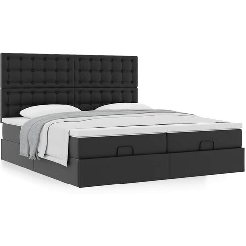 VidaXL Otomanski okvir kreveta s madracima crni 160x200cm umjetna koža Slike