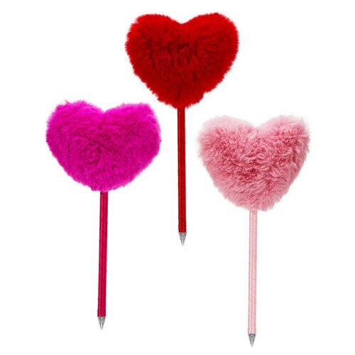  Kemični svinčnik s pom-pom srčkom &amp;ndash; 21 cm roza Slike