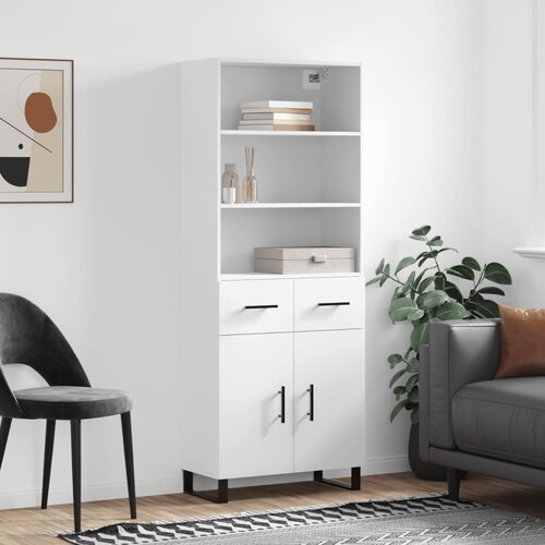 vidaXL Visoka omara bela 69,5x34x180 cm inženirski les Cene