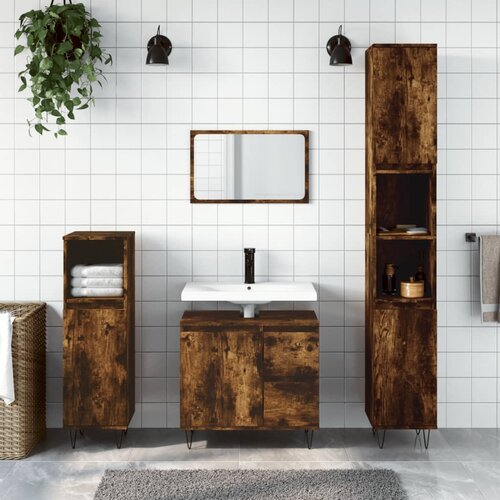 The Living Store Kopalni&amp;scaron;ka omarica dimljeni hrast 65x33x60 cm inženirski les - Kopalni&amp;scaron;ka Omarica, (21436621) Slike