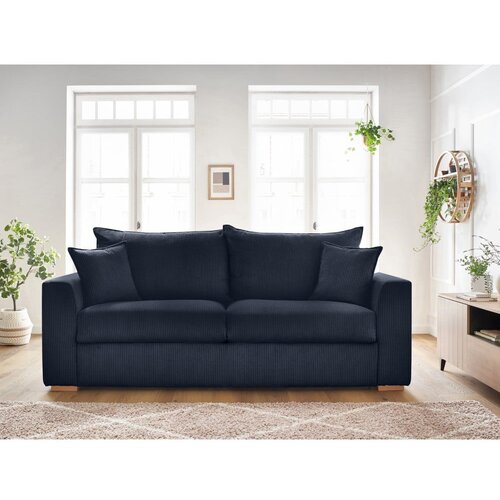 Bobochic Paris Temno modra raztegljiva sedežna garnitura iz rebrastega žameta 225 cm Augustin &amp;ndash; Slike