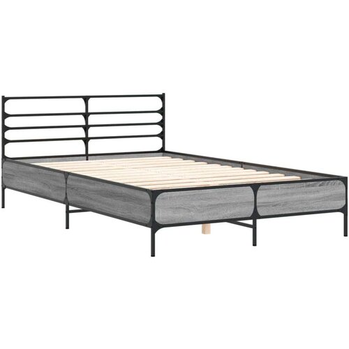  Posteljni okvir siva sonoma 135x190 cm inženirski les in kovina Slike