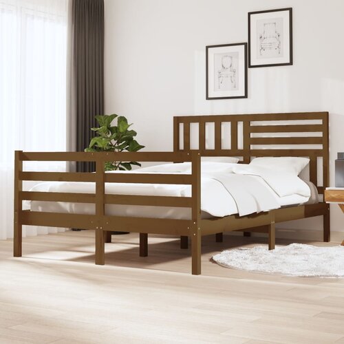 VidaXL posteljni okvir medeno rjav iz trdnega lesa 120x190 cm 4FT Slike