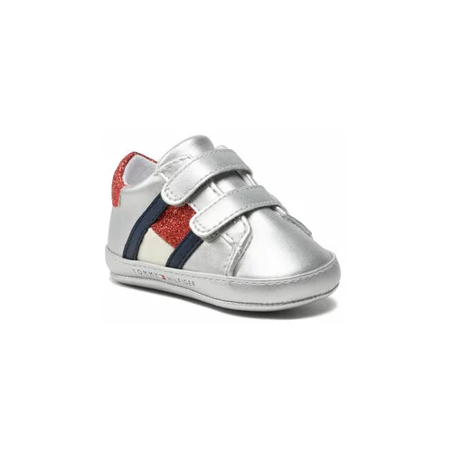 Tommy Hilfiger Nizki čevlji Velcro Shoe Silver T0A4-32110-1070 Srebrna