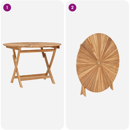  Preklopni vrtni stol Prirodna &amp;Oslash; 110 x 75 cm Čvrsto teak drvo Slike