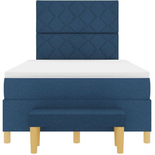 VidaXL Box Spring Krevet s madracem i klupom Plavi 120x190 cm Tkanina Slike