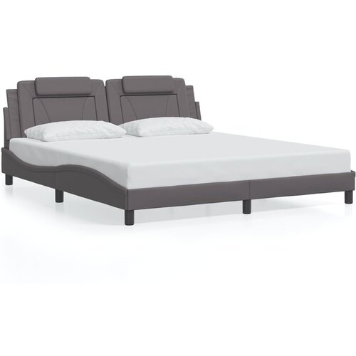 vidaXL Posteljni okvir z LED lučkami siv 180x200 cm umetno usnje Cene