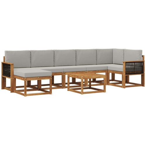 vidaXL Zunanja garnitura za sedenje 8 pcs Naravna in svetlo siva, (5000281943) Cene