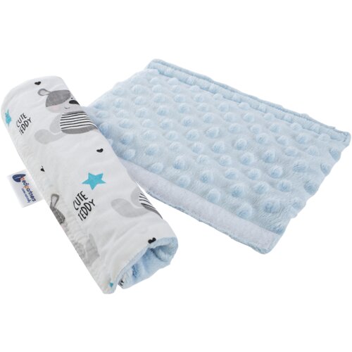 Medi Partners Cotton + minky car seat belt protector &amp;ndash; Teddy + blue minky Slike