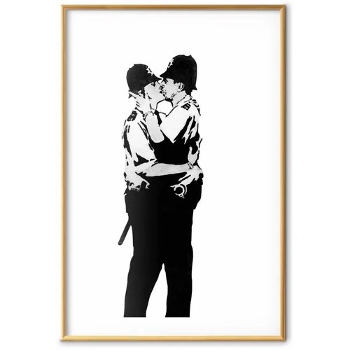  Plakat - Kissing Coppers 29.7x42 Zlatni okvir s margom Slike