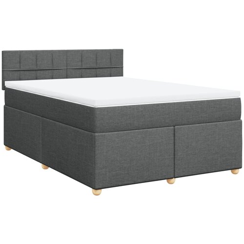 VidaXL Box spring postelja z vzmetnico temno siva 160x200 cm blago, (21308508) Slike