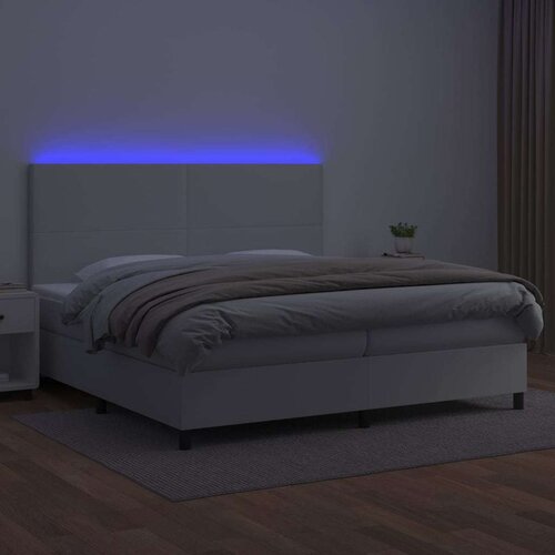  Box spring s madracem LED bijeli 200x200 cm umjetna koža Slike