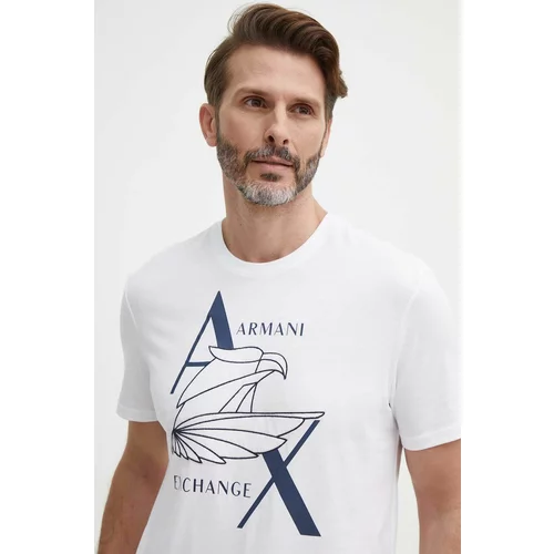 Armani_Exchange Bombažna kratka majica bela barva
