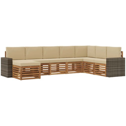 vidaXL Zunanja garnitura za sedenje z blazino 8 pcs Naravna in bež, (5000280992) Cene