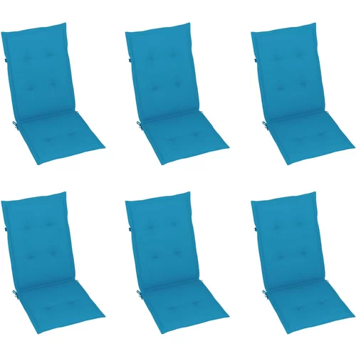  Jastuci za vrtne stolice 6 kom plavi 120 x 50 x 4 cm