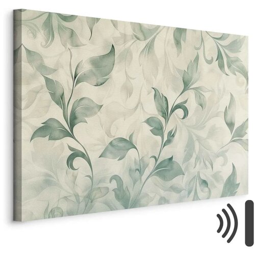  Slika - Watercolor Botanical Motif Delicate Green-Beige Leaves 90x60 Akustična Cene